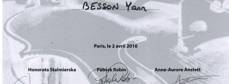 Concours international de lutherie 2016 : Certificat pour Yann Besson !